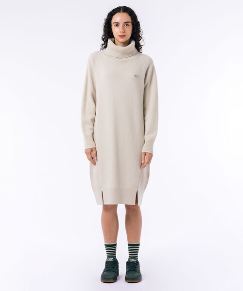 ミドルゲージタートルネックニットドレス（ワンピース  