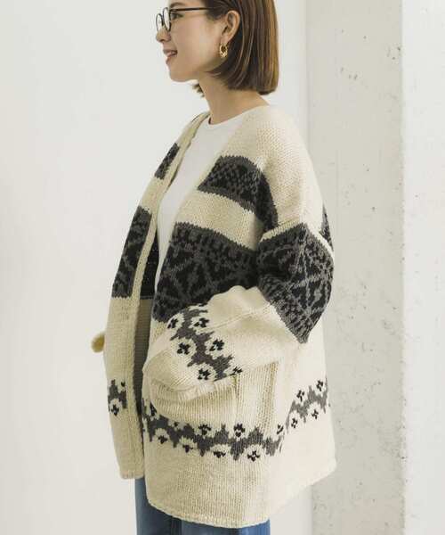 URBAN RESEARCH（アーバンリサーチ）の「ハンドニットカウチンカーディガン（カーディガン/ボレロ・レディース・モカ/オフホワイト・FREE）」の10枚目の写真