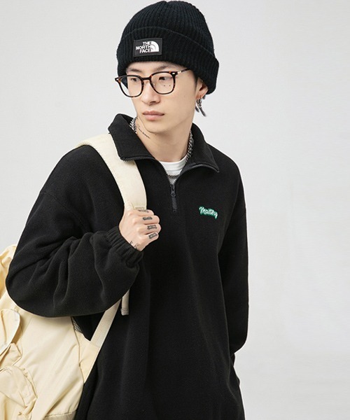 Ressaca(レサーカ)の「ワンポイントロゴ刺繍 フリースハーフジッププルオーバー(スウェット・メンズ・ブラック/チャコールグレー/ホワイト・S/M/L/XL)」の9枚目の写真