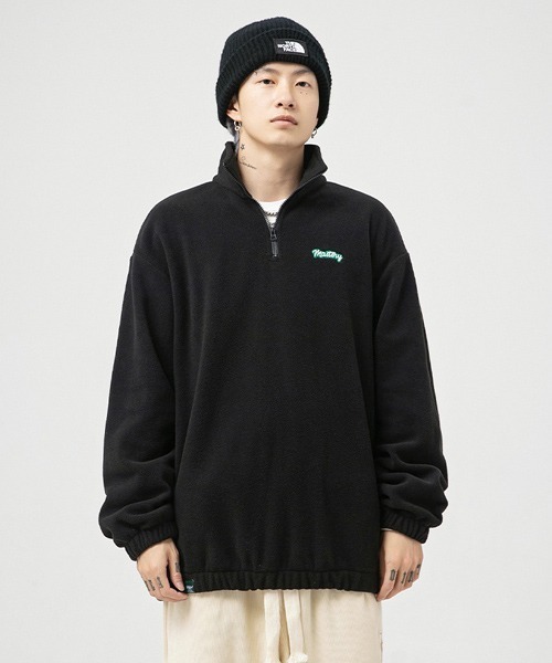 Ressaca(レサーカ)の「ワンポイントロゴ刺繍 フリースハーフジッププルオーバー(スウェット・メンズ・ブラック/チャコールグレー/ホワイト・S/M/L/XL)」の10枚目の写真