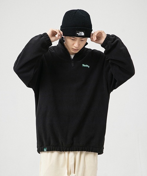 Ressaca(レサーカ)の「ワンポイントロゴ刺繍 フリースハーフジッププルオーバー(スウェット・メンズ・ブラック/チャコールグレー/ホワイト・S/M/L/XL)」の11枚目の写真