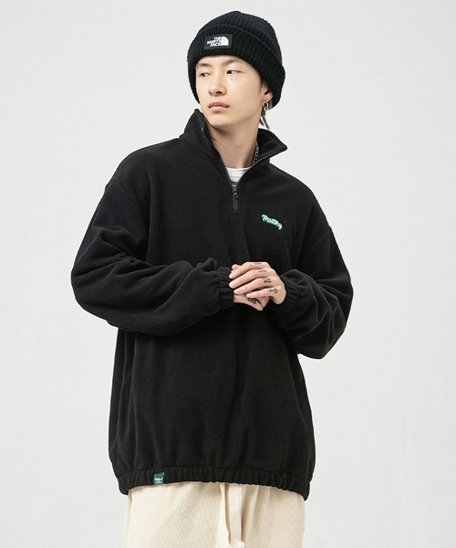 Ressaca(レサーカ)の「ワンポイントロゴ刺繍 フリースハーフジッププルオーバー(スウェット・メンズ・ブラック/チャコールグレー/ホワイト・S/M/L/XL)」の13枚目の写真