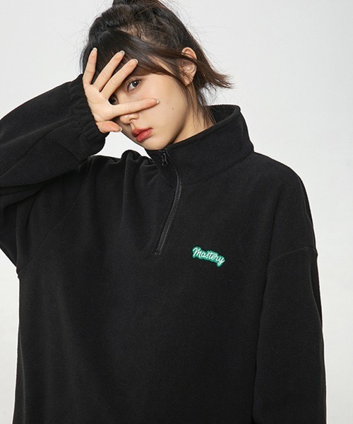 Ressaca(レサーカ)の「ワンポイントロゴ刺繍 フリースハーフジッププルオーバー(スウェット・メンズ・ブラック/チャコールグレー/ホワイト・S/M/L/XL)」の14枚目の写真