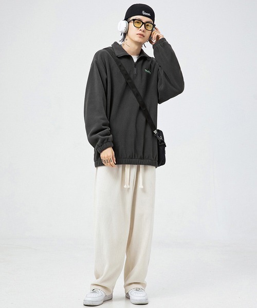 Ressaca(レサーカ)の「ワンポイントロゴ刺繍 フリースハーフジッププルオーバー(スウェット・メンズ・ブラック/チャコールグレー/ホワイト・S/M/L/XL)」の19枚目の写真