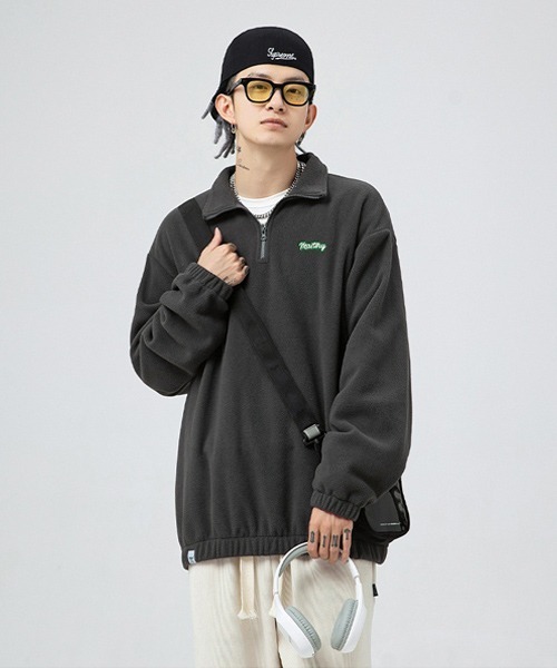 Ressaca(レサーカ)の「ワンポイントロゴ刺繍 フリースハーフジッププルオーバー(スウェット・メンズ・ブラック/チャコールグレー/ホワイト・S/M/L/XL)」の20枚目の写真