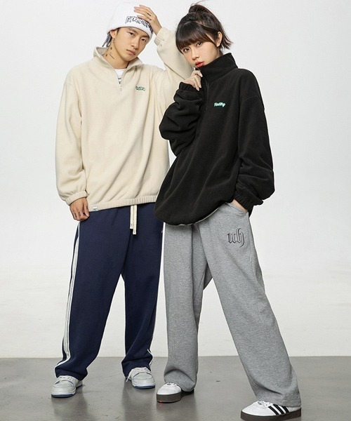 Ressaca(レサーカ)の「ワンポイントロゴ刺繍 フリースハーフジッププルオーバー(スウェット・メンズ・ブラック/チャコールグレー/ホワイト・S/M/L/XL)」の6枚目の写真