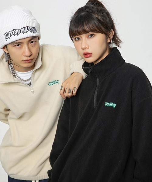 Ressaca(レサーカ)の「ワンポイントロゴ刺繍 フリースハーフジッププルオーバー(スウェット・メンズ・ブラック/チャコールグレー/ホワイト・S/M/L/XL)」の7枚目の写真