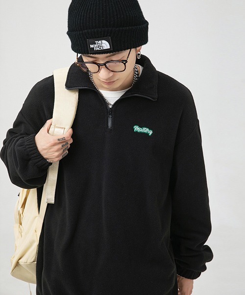 Ressaca(レサーカ)の「ワンポイントロゴ刺繍 フリースハーフジッププルオーバー(スウェット・メンズ・ブラック/チャコールグレー/ホワイト・S/M/L/XL)」の8枚目の写真
