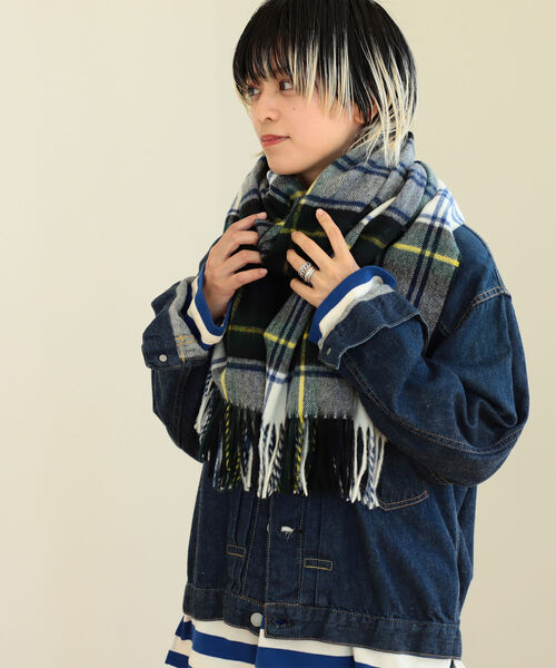 BEAMS BOY(ビームスボーイ)の「HIGHLAND TWEEDS / チェック ストール 大 22FW(マフラー・レディース・ブルー/ブルー系その他2/レッド/グリーン・ONE SIZE)」の2枚目の写真