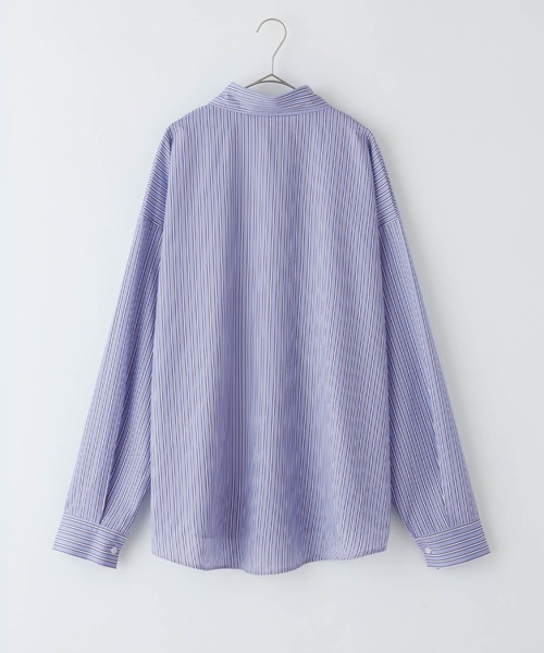 BASQUE magenta(バスクマゼンタ)の「オーバーサイズワンポイントストライプ シャツ(シャツ/ブラウス・メンズ・グレー/グリーン/ブルー/ベージュ・L/M)」の9枚目の写真