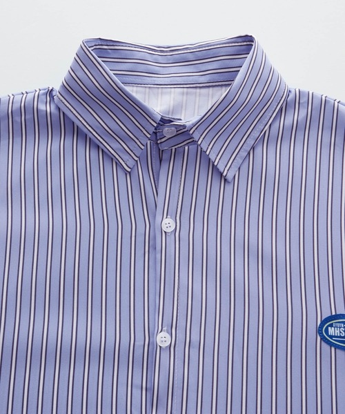 BASQUE magenta(バスクマゼンタ)の「オーバーサイズワンポイントストライプ シャツ(シャツ/ブラウス・メンズ・グレー/グリーン/ブルー/ベージュ・L/M)」の11枚目の写真