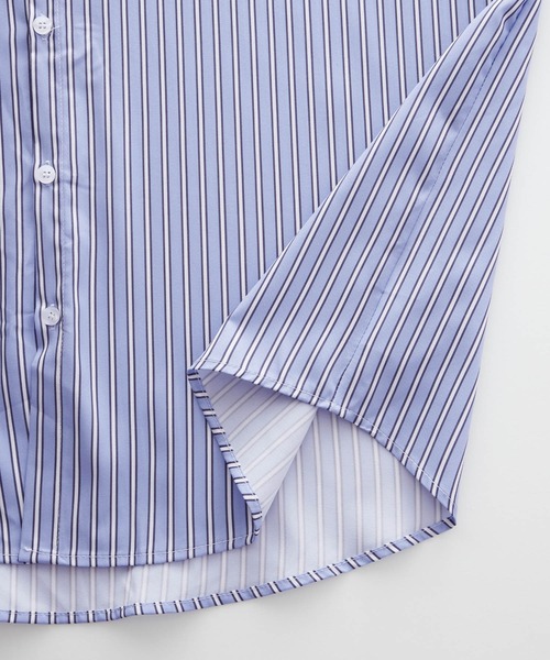 BASQUE magenta(バスクマゼンタ)の「オーバーサイズワンポイントストライプ シャツ(シャツ/ブラウス・メンズ・グレー/グリーン/ブルー/ベージュ・L/M)」の14枚目の写真