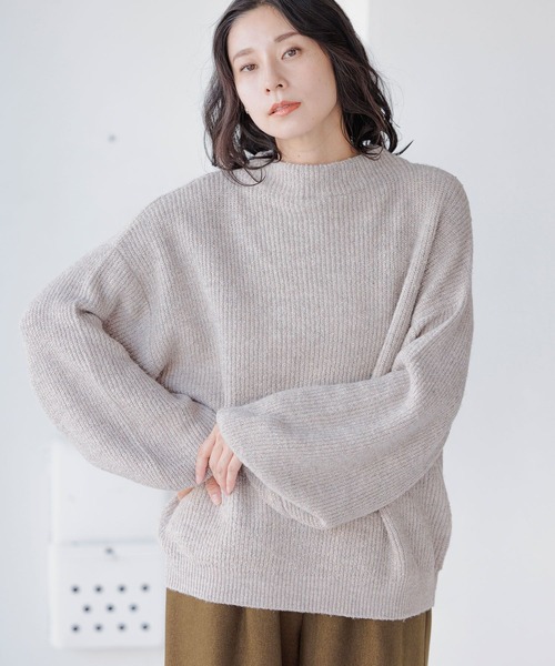 LEPSIM(レプシィム)の「5ゲージソデボリュームニットプルオーバー 125404(ニット/セーター・レディース・モカ/グリーン/レッド/パープル・FREE)」の7枚目の写真