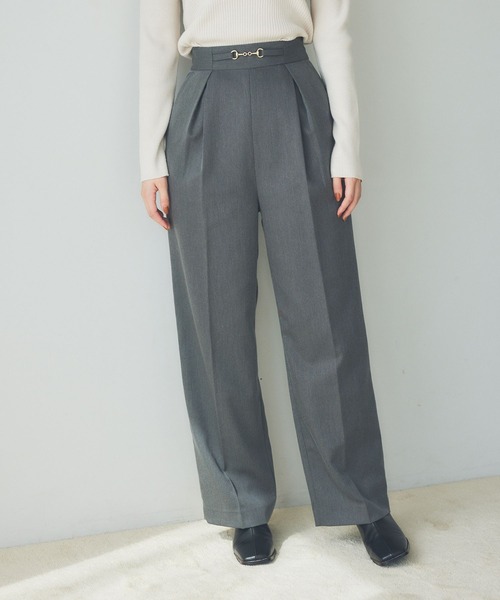 Andemiu（アンデミュウ）の「【ブラックWEB限定】ビットツキストレートパンツ174322（その他パンツ・レディース・オフホワイト/ブラック/グレー/ピンク・FREE）」の4枚目の写真