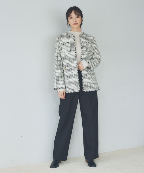Andemiu（アンデミュウ）の「【ブラックWEB限定】ビットツキストレートパンツ174322（その他パンツ・レディース・オフホワイト/ブラック/グレー/ピンク・FREE）」の6枚目の写真
