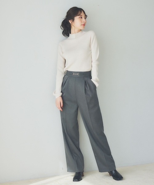 Andemiu（アンデミュウ）の「【ブラックWEB限定】ビットツキストレートパンツ174322（その他パンツ・レディース・オフホワイト/ブラック/グレー/ピンク・FREE）」の11枚目の写真