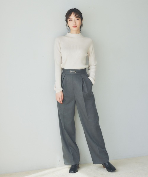 Andemiu（アンデミュウ）の「【ブラックWEB限定】ビットツキストレートパンツ174322（その他パンツ・レディース・オフホワイト/ブラック/グレー/ピンク・FREE）」の12枚目の写真