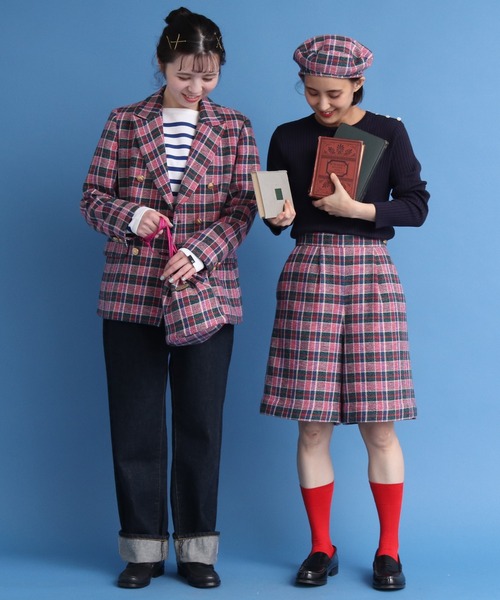 CHILD WOMAN（チャイルドウーマン）の「コットン/リネン　ツイードチェック プレート付きベレー帽（ハンチング/ベレー帽・レディース・ピンク・FREE）」の5枚目の写真