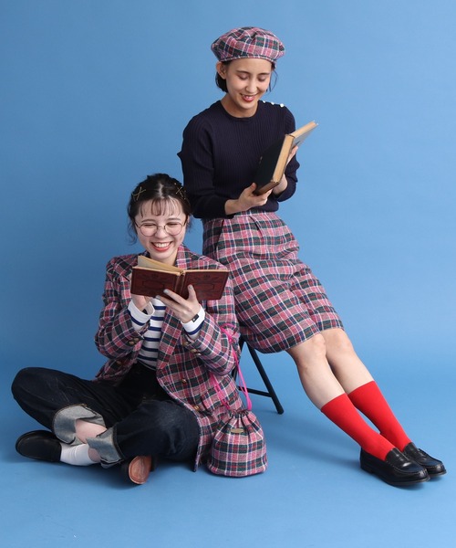 CHILD WOMAN（チャイルドウーマン）の「コットン/リネン　ツイードチェック プレート付きベレー帽（ハンチング/ベレー帽・レディース・ピンク・FREE）」の8枚目の写真