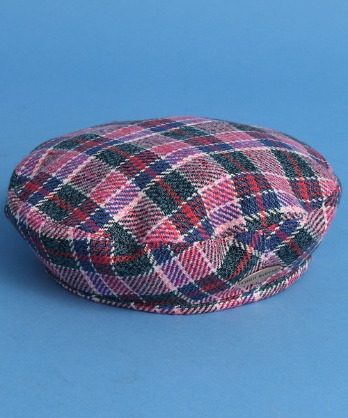 CHILD WOMAN（チャイルドウーマン）の「コットン/リネン　ツイードチェック プレート付きベレー帽（ハンチング/ベレー帽・レディース・ピンク・FREE）」の10枚目の写真