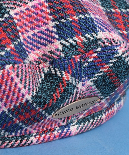 CHILD WOMAN（チャイルドウーマン）の「コットン/リネン　ツイードチェック プレート付きベレー帽（ハンチング/ベレー帽・レディース・ピンク・FREE）」の13枚目の写真