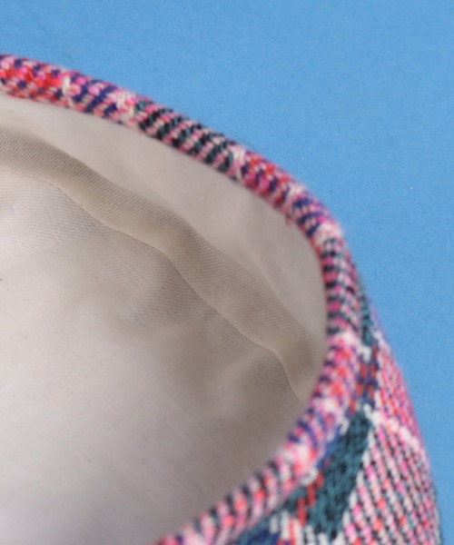 CHILD WOMAN（チャイルドウーマン）の「コットン/リネン　ツイードチェック プレート付きベレー帽（ハンチング/ベレー帽・レディース・ピンク・FREE）」の12枚目の写真