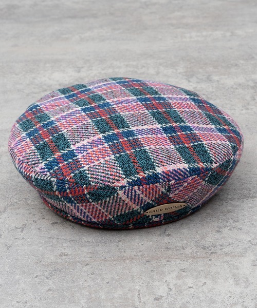 CHILD WOMAN（チャイルドウーマン）の「コットン/リネン　ツイードチェック プレート付きベレー帽（ハンチング/ベレー帽・レディース・ピンク・FREE）」の16枚目の写真