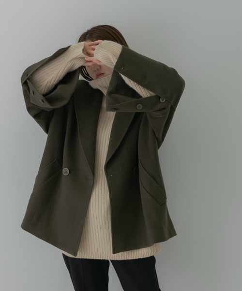LAATO(ラート)の「BIG COLLAR WOOL COAT(その他アウター・レディース・カーキ/グレー系その他・FREE)」の6枚目の写真