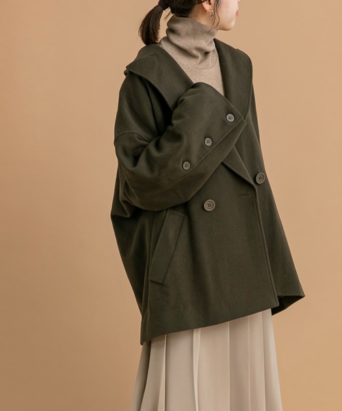 LAATO(ラート)の「BIG COLLAR WOOL COAT(その他アウター・レディース・カーキ/グレー系その他・FREE)」の8枚目の写真