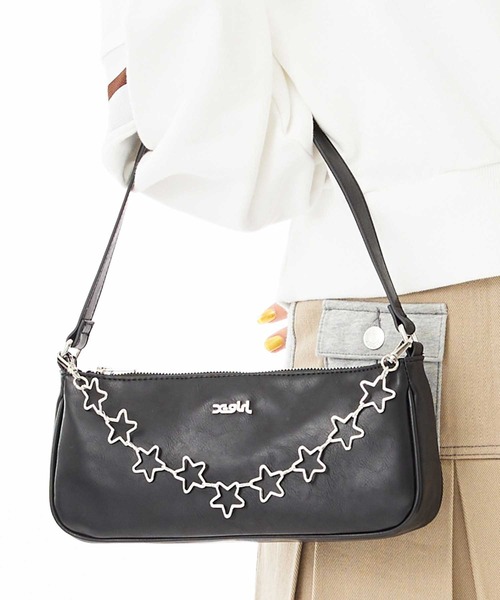 X-girl（エックスガール）の「FAUX LEATHER HAND BAG（ハンドバッグ・レディース・ライトブルー/ブラック/ホワイト・ONE SIZE）」の10枚目の写真