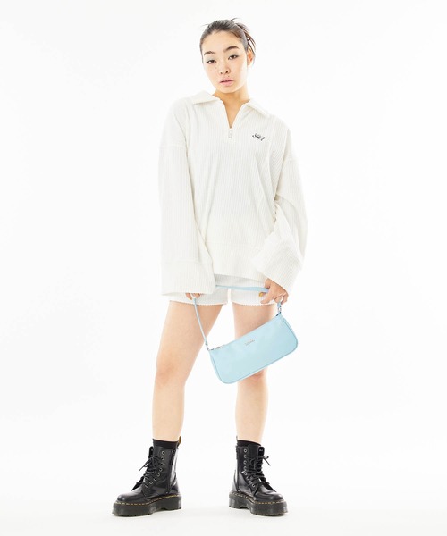 X-girl（エックスガール）の「FAUX LEATHER HAND BAG（ハンドバッグ・レディース・ライトブルー/ブラック/ホワイト・ONE SIZE）」の8枚目の写真