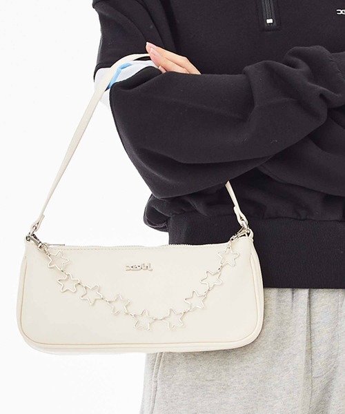 X-girl（エックスガール）の「FAUX LEATHER HAND BAG（ハンドバッグ・レディース・ライトブルー/ブラック/ホワイト・ONE SIZE）」の12枚目の写真