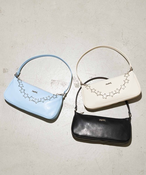 X-girl（エックスガール）の「FAUX LEATHER HAND BAG（ハンドバッグ・レディース・ライトブルー/ブラック/ホワイト・ONE SIZE）」の14枚目の写真