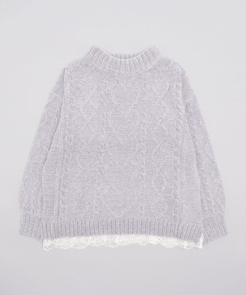 axes femme（アクシーズファム）の「裾レースベロアモールニット（ニット/セーター・レディース・サックスブルー/キナリ/ピンク/グレー・FREE）」の8枚目の写真