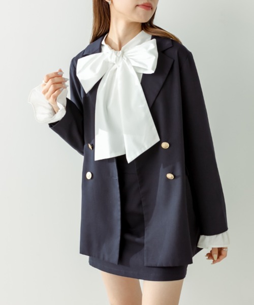 OLIVE des OLIVE（オリーブデオリーブ）の「ロングテーラードジャケット（テーラードジャケット・レディース・ブラック/ベージュ/ネイビー/ライトベージュ/サックスブルー・FREE）」の4枚目の写真