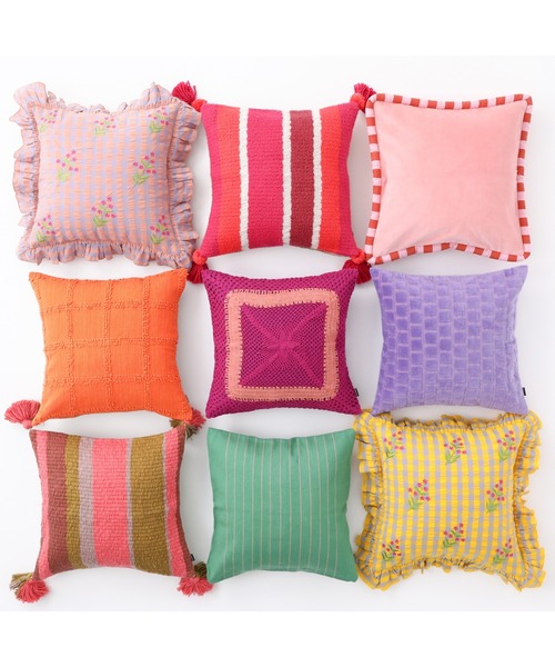 Francfranc(フランフラン)の「チェックフラワーEMB クッションカバー 450×450 イエロー(131)(クッション/クッションカバー・レディース・イエロー・FREE)」の7枚目の写真
