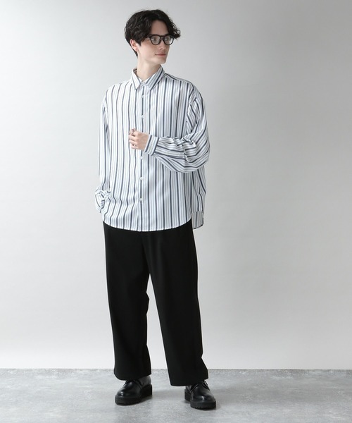 RAGEBLUE（レイジブルー）の「ラグイージーストライプシャツ（シャツ/ブラウス・メンズ・ネイビー/ホワイト系その他/ブラック系その他・MEDIUM/LARGE）」の19枚目の写真