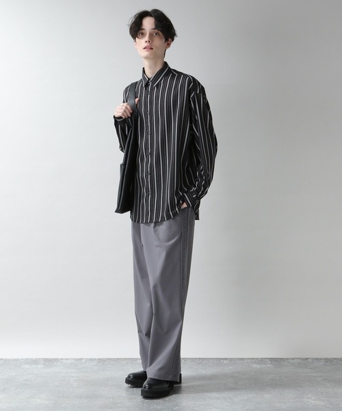 RAGEBLUE（レイジブルー）の「ラグイージーストライプシャツ（シャツ/ブラウス・メンズ・ネイビー/ホワイト系その他/ブラック系その他・MEDIUM/LARGE）」の10枚目の写真