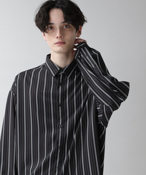 RAGEBLUE（レイジブルー）の「ラグイージーストライプシャツ（シャツ/ブラウス・メンズ・ネイビー/ホワイト系その他/ブラック系その他・MEDIUM/LARGE）」の14枚目の写真