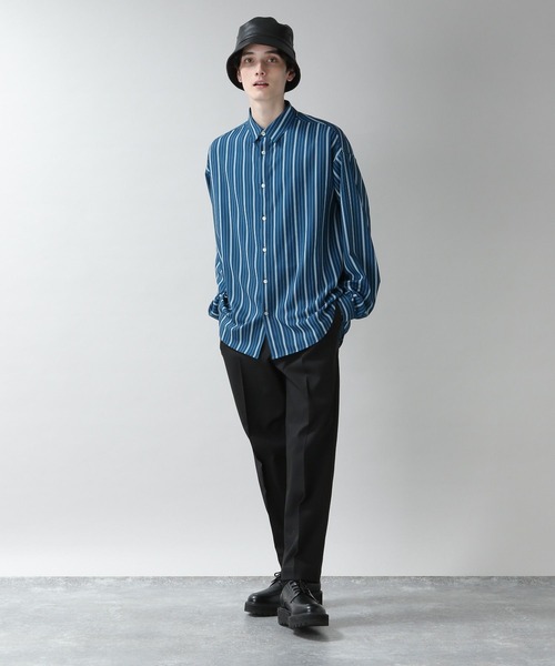 RAGEBLUE（レイジブルー）の「ラグイージーストライプシャツ（シャツ/ブラウス・メンズ・ネイビー/ホワイト系その他/ブラック系その他・MEDIUM/LARGE）」の5枚目の写真