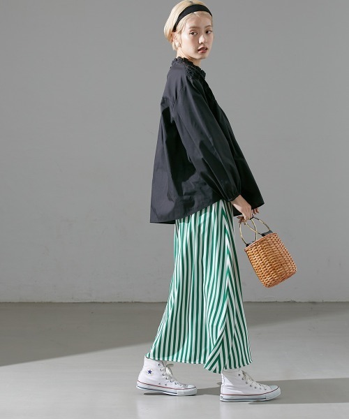 Le temps riche(ルタンリッシュ)の「ストライプフレアスカート<Le temps riche>(スカート・レディース・グリーン/ネイビー/ブラック・LL/M/L)」の9枚目の写真
