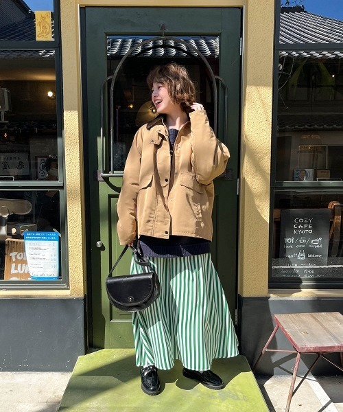 Le temps riche(ルタンリッシュ)の「ストライプフレアスカート<Le temps riche>(スカート・レディース・グリーン/ネイビー/ブラック・LL/M/L)」の14枚目の写真