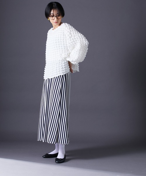 Le temps riche(ルタンリッシュ)の「ストライプフレアスカート<Le temps riche>(スカート・レディース・グリーン/ネイビー/ブラック・LL/M/L)」の18枚目の写真