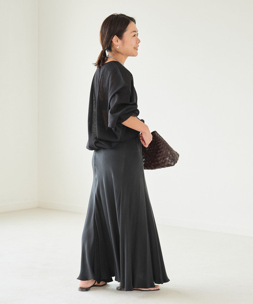 美品 Plage Washable Fibril ギャザーロングスカート 38黒 plage（プラージュ）の「《追加予約》Washable Fibril ギャザーロング