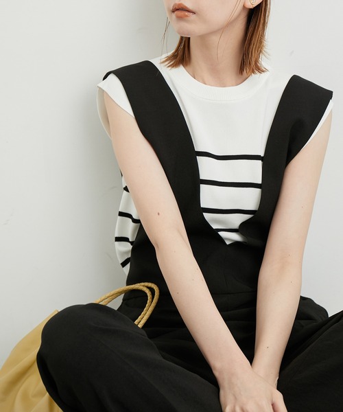 ROPE' PICNIC（ロペピクニック）の「Beauty knit/UVカット・接触冷感/ゼロスリーブニットプルオーバー/WEB限定カラーあり（ニット/セーター・レディース・ブラック/ベージュ/ブラウン/オフホワイト/ターコイズブルー/ライトグリーン/グリーン系その他/イエロー系その他/オレンジ系その他/ホワイト系その他5/ブルー系その他4/パープル系その他6・38）」の3枚目の写真