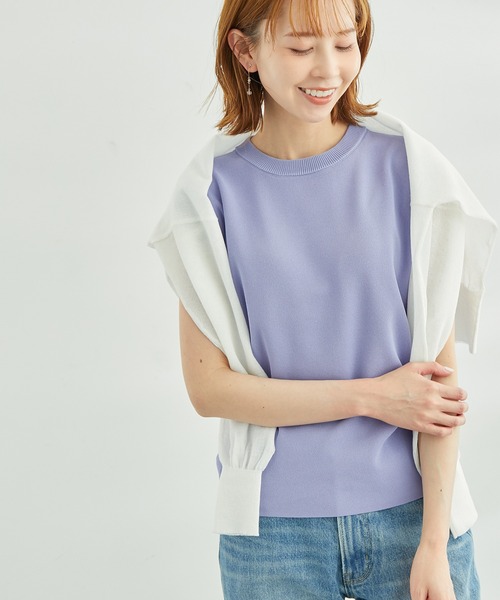 ROPE' PICNIC（ロペピクニック）の「Beauty knit/UVカット・接触冷感/ゼロスリーブニットプルオーバー/WEB限定カラーあり（ニット/セーター・レディース・ブラック/ベージュ/ブラウン/オフホワイト/ターコイズブルー/ライトグリーン/グリーン系その他/イエロー系その他/オレンジ系その他/ホワイト系その他5/ブルー系その他4/パープル系その他6・38）」の9枚目の写真