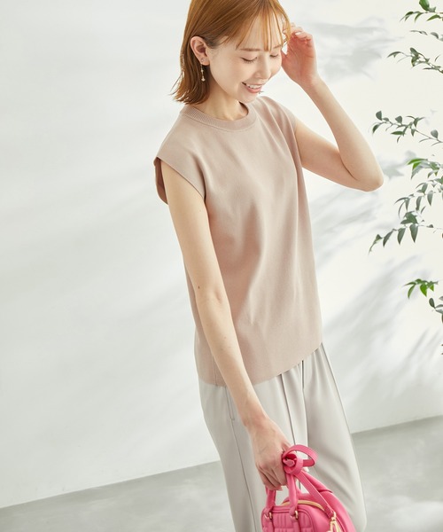 ROPE' PICNIC（ロペピクニック）の「Beauty knit/UVカット・接触冷感/ゼロスリーブニットプルオーバー/WEB限定カラーあり（ニット/セーター・レディース・ブラック/ベージュ/ブラウン/オフホワイト/ターコイズブルー/ライトグリーン/グリーン系その他/イエロー系その他/オレンジ系その他/ホワイト系その他5/ブルー系その他4/パープル系その他6・38）」の16枚目の写真