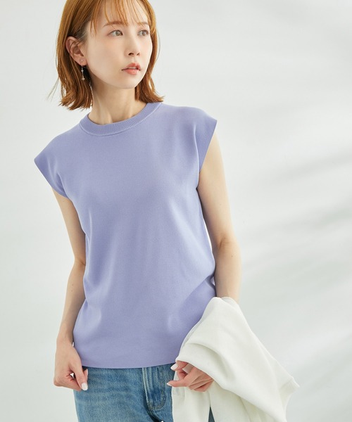 ROPE' PICNIC（ロペピクニック）の「Beauty knit/UVカット・接触冷感/ゼロスリーブニットプルオーバー/WEB限定カラーあり（ニット/セーター・レディース・ブラック/ベージュ/ブラウン/オフホワイト/ターコイズブルー/ライトグリーン/グリーン系その他/イエロー系その他/オレンジ系その他/ホワイト系その他5/ブルー系その他4/パープル系その他6・38）」の17枚目の写真