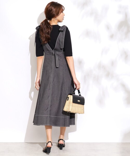 couture brooch（クチュールブローチ）の「◆【リボン付け外し2WAY】リボン付きポーリーデニムジャンスカ（スカート・レディース・ダークネイビー/ブラック・40/42/38）」の18枚目の写真