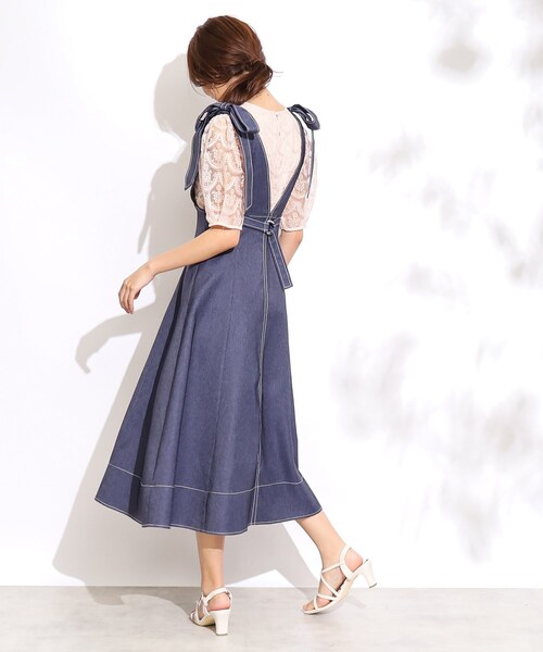 couture brooch（クチュールブローチ）の「◆【リボン付け外し2WAY】リボン付きポーリーデニムジャンスカ（スカート・レディース・ダークネイビー/ブラック・40/42/38）」の9枚目の写真